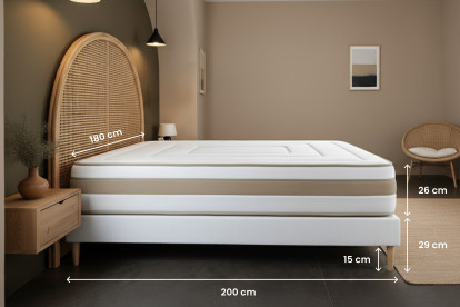 Ensemble Matelas Sommier 180x200 cm - Sommier Blanc (en kit) - Le Raffiné