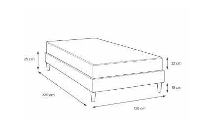 Ensemble Matelas Sommier 120x220 cm - Sommier Noir (en kit) - Lancaster