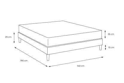 Ensemble Matelas Sommier 140x190 cm - Sommier Noir (en kit) - Vitalspring Zen