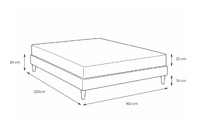 Ensemble Matelas Sommier 160x220 cm - Sommier Noir (en kit) - Lancaster