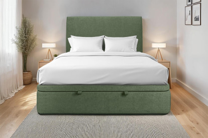 Sommier Coffre 180x200 cm - Toile nattée  - Vert kaki