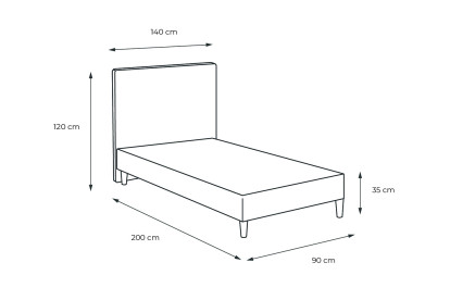 Lit 90x200 cm - Sommier tapissier H35 cm + tête de lit tapissée - Tissu Bouclette Bleu