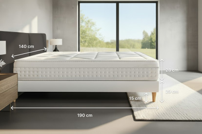 Ensemble Matelas Sommier 140x190 cm - Sommier Gris (en kit) - Vingt-Huit