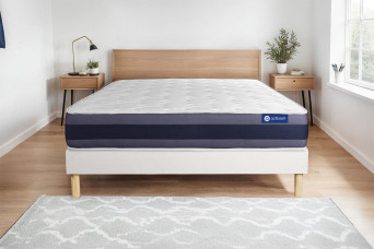 Ensemble Matelas Sommier 140x190 cm - Sommier Blanc (en kit) - Actilatex Morpho
