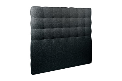 Lit 140x200 cm - Sommier tapissier H29 cm + tête de lit capitonnée - Tissu Bouclette Noir