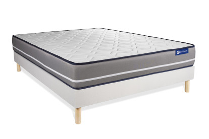 Ensemble Matelas Sommier 160x200 cm - Sommier Blanc (en kit) - Actilatex Pur