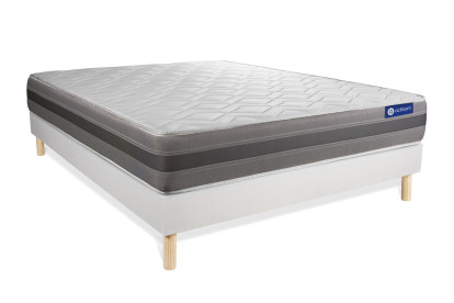 Ensemble Matelas Sommier 140x190 cm - Sommier Blanc (en kit) - Actiflex Relax
