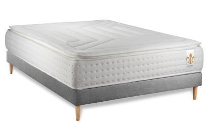 Ensemble Matelas Sommier 140x190 cm - Sommier Gris (déjà monté) - Vingt-Quatre PLUS