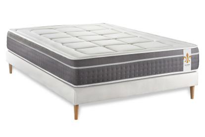 Ensemble Matelas Sommier 140x190 cm - Sommier Blanc (déjà monté) - Trente