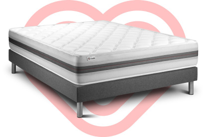 Ensemble Matelas Sommier 160x200 cm - Sommier Gris (déjà monté) - Vitalmemo Back