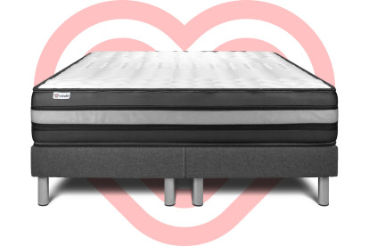 Ensemble Matelas Sommier 180x200 cm - 2 Sommiers Gris - Vital Power Zen