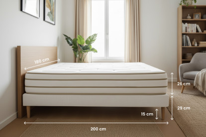 Ensemble Matelas Sommier 180x200 cm - 2 Sommiers Blanc - Le Douillet