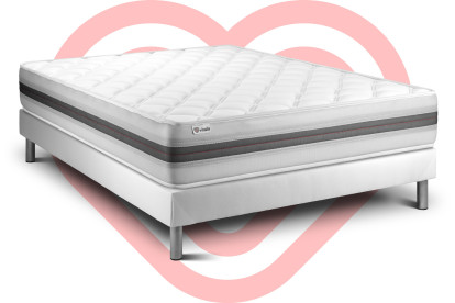 Ensemble Matelas Sommier 180x200 cm - Sommier Blanc (en kit) - Vitalmemo Back