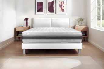 Ensemble Matelas Sommier 135x190 cm - Sommier Blanc (en kit) - Vitalmemo Back