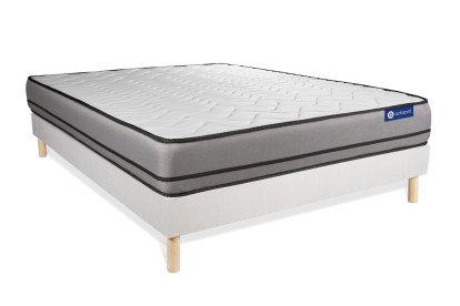 Ensemble Matelas Sommier 180x190 cm - Sommier Blanc (en kit) - Actilatex Night
