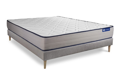 Ensemble Matelas Sommier 160x200 cm - Sommier Gris (en kit) - Actimemo Form