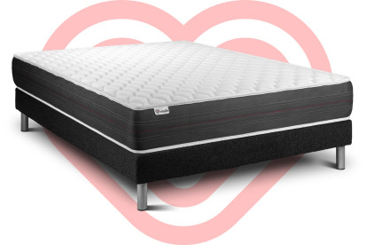Ensemble Matelas Sommier 160x200 cm - Sommier Noir (déjà monté) - Vitalspring