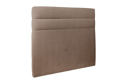 Lit 140x200 cm - Sommier à lattes H29 cm + tête de lit à lignes - Tissu Velours Taupe