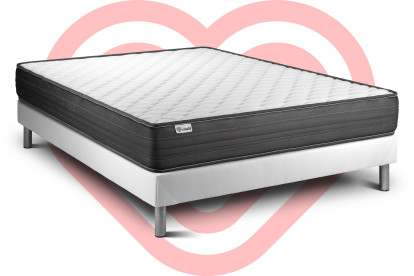 Ensemble Matelas Sommier 160x200 cm - Sommier Blanc (déjà monté) - Vitalpower