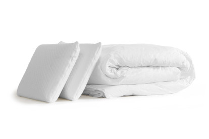 Pack lit complet 200x200 cm - Matelas + 2 Sommiers Gris + 2 oreillers + Couette - Bodyone