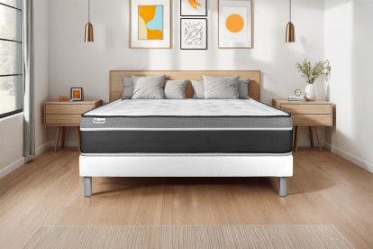 Ensemble Matelas Sommier 90x190 cm - Sommier Blanc (en kit) - Vital Care