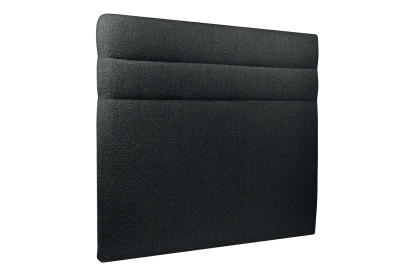 Lit 140x200 cm - Sommier tapissier H35 cm + tête de lit à lignes - Tissu Bouclette Noir