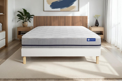 Ensemble Matelas Sommier 90x190 cm - Sommier Blanc (en kit) - Actiflex Soft