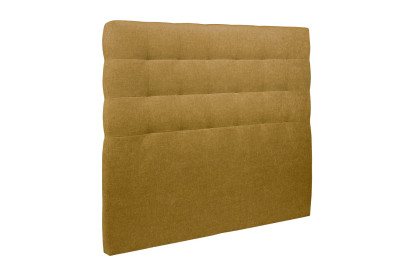 Lit 150x190 cm - Sommier tapissier H35 cm + tête de lit capitonnée - Tissu Toile natté Jaune