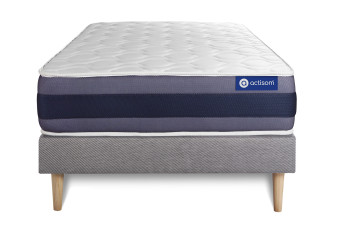 Ensemble Matelas Sommier 90x190 cm - Sommier Gris (en kit) - Actilatex Morpho