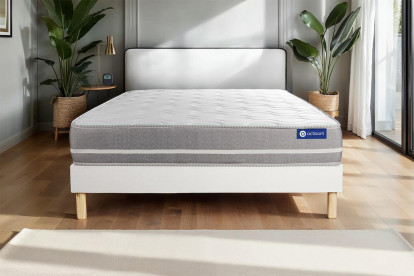 Ensemble Matelas Sommier 90x200 cm - Sommier Blanc (en kit) - Actiflex Touch