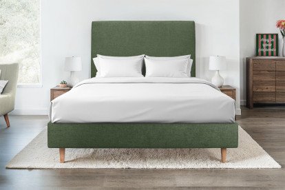 Sommier Tapissier 160x200 cm - H35 cm - Toile nattée - Vert kaki