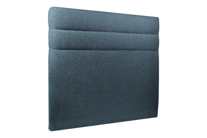 Lit 140x190 cm - Sommier tapissier H29 cm + tête de lit à lignes - Tissu Bouclette Bleu