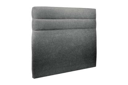 Lit 140x190 cm - Sommier tapissier H35 cm + tête de lit à lignes - Tissu Toile natté Gris Anthracite