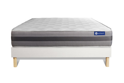 Ensemble Matelas Sommier 140x190 cm - Sommier Blanc (en kit) - Actimemo Relax