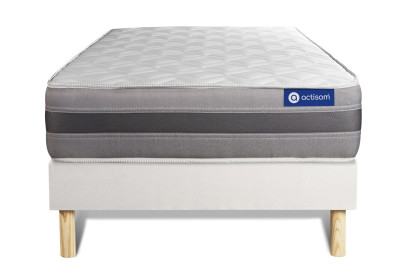Ensemble Matelas Sommier 90x190 cm - Sommier Blanc (en kit) - Actimemo Relax