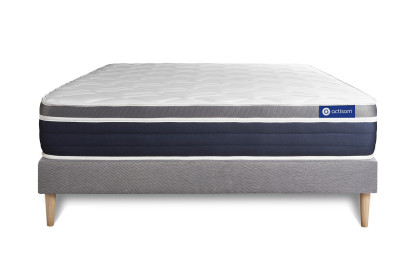Ensemble Matelas Sommier 140x190 cm - Sommier Gris (en kit) - Actilatex Confort