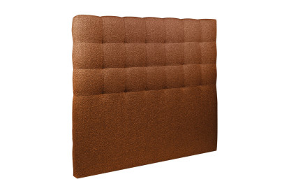 Lit 200x200 cm - Sommier à lattes H29 cm + tête de lit capitonnée - Tissu Bouclette Terracotta