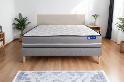 Ensemble Matelas Sommier 90x200 cm - Sommier Gris (en kit) - Actiflex Pur
