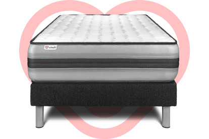 Ensemble Matelas Sommier 90x190 cm - Sommier Noir (déjà monté) - Vitalpower Recover