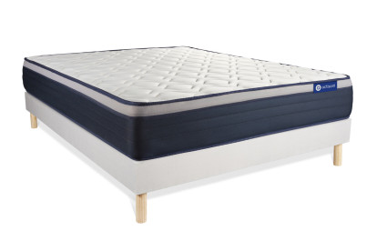 Ensemble Matelas Sommier 140x190 cm - Sommier Blanc (en kit) - Actimemo Max