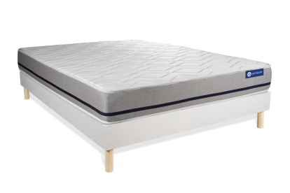 Ensemble Matelas Sommier 200x200 cm - Sommier Blanc (en kit) - Actilatex Soft