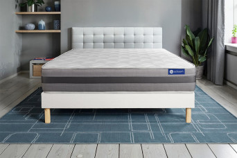 Ensemble Matelas Sommier 150x190 cm - Sommier Blanc (en kit) - Actilatex Relax