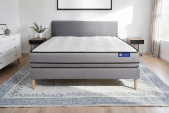 Ensemble Matelas Sommier 130x210 cm - Sommier Gris (en kit) - Actiflex Night