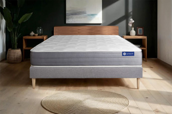 Ensemble Matelas Sommier 150x190 cm - Sommier Gris (en kit) - Actiflex Dream