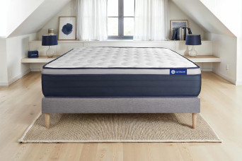 Ensemble Matelas Sommier 140x190 cm - Sommier Gris (en kit) - Actiflex Max