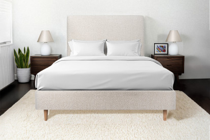 Tête de lit 150 cm Tapissée - Tissu Bouclette Beige Clair