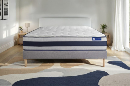 Ensemble Matelas Sommier 80x190 cm - Sommier Gris (en kit) - Actilatex Ergo