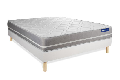 Ensemble Matelas Sommier 140x190 cm - Sommier Blanc (en kit) - Actimemo Touch