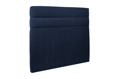 Lit 150x190 cm - Sommier à lattes H29 cm + tête de lit à lignes - Tissu Velours Bleu Océan