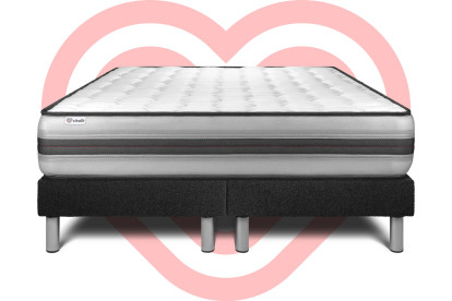 Ensemble Matelas Sommier 180x200 cm - 2 Sommiers Noir - Vitalpower Recover